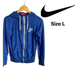 Nike Women’s Hoodie Full Zip Blue Vintage White Logo Size M EUC